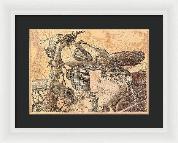 Travelogue - Royal Enfield - Framed Print