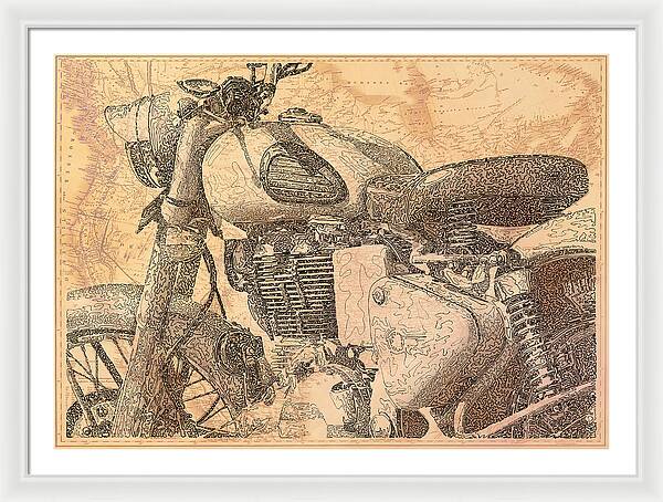 Travelogue - Royal Enfield - Framed Print