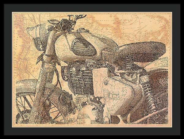 Travelogue - Royal Enfield - Framed Print