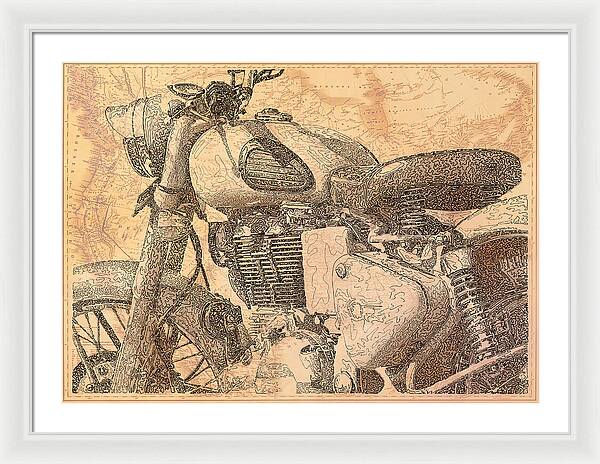 Travelogue - Royal Enfield - Framed Print