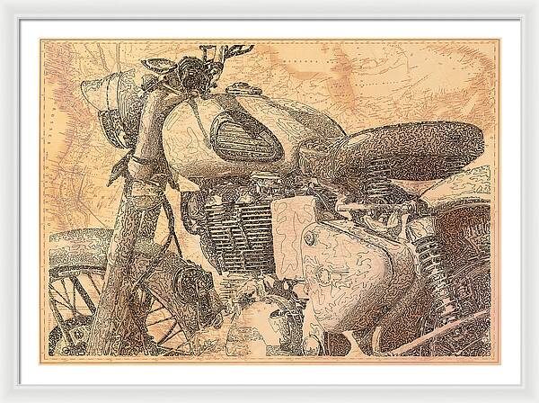 Travelogue - Royal Enfield - Framed Print