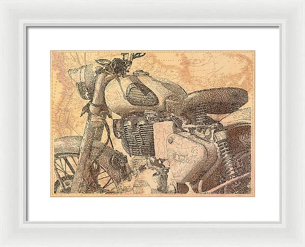 Travelogue - Royal Enfield - Framed Print