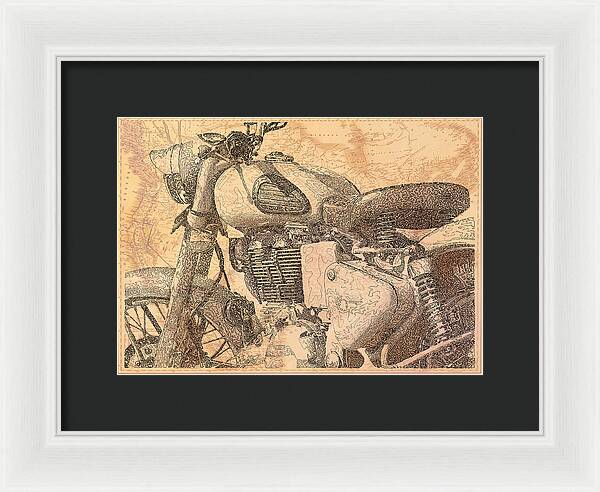 Travelogue - Royal Enfield - Framed Print