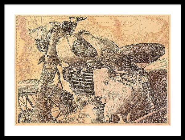 Travelogue - Royal Enfield - Framed Print