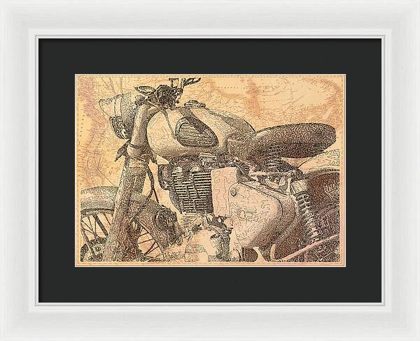 Travelogue - Royal Enfield - Framed Print