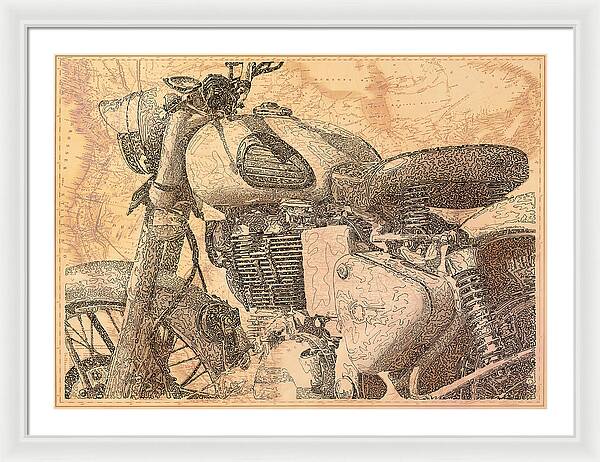 Travelogue - Royal Enfield - Framed Print