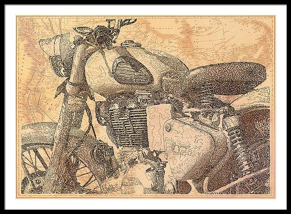 Travelogue - Royal Enfield - Framed Print